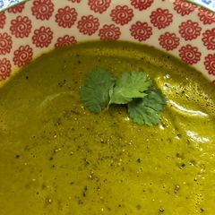A picture of Sweet potato, spinach and coriander soup - vegan.
