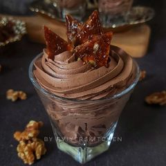 A picture of Chocolate Mousse with Walnut Praline.