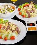 Cơm chiên cari bò + canh mọc nấm+ chanh dây đá cho buổi trưa mát mẻ