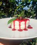 Panna cotta de coco con coulis de Jamaica y mezcal