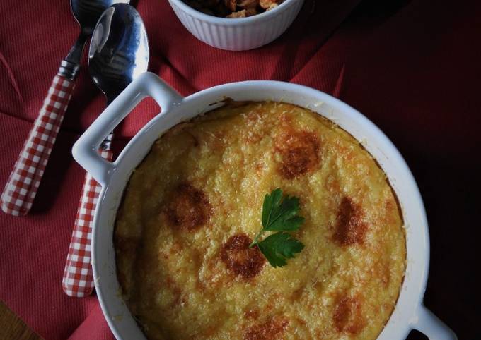 Gratin de semoule de maïs à l’emmental de Viviane / Quoi qu'on mange