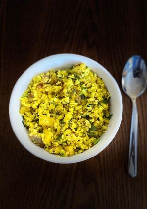 A picture of Poha - with an experimental secret.