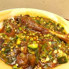 A picture of Fried Chicken Okra Soup.