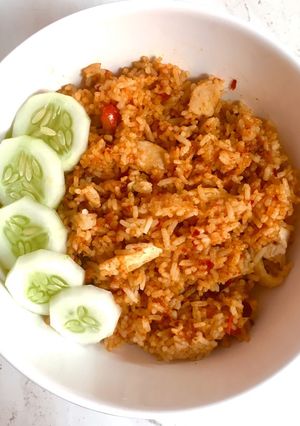รูปของ ข้าวผัดน้ำพริกเผาอกไก่🍚😋💗