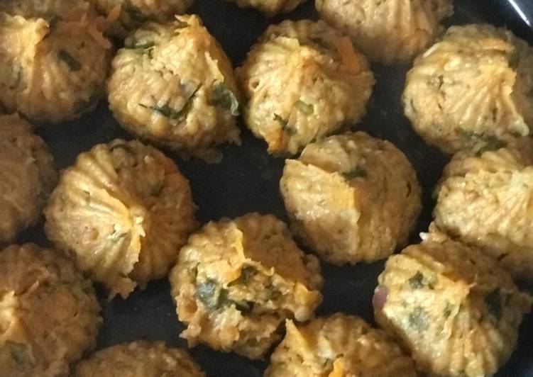 Recipe of Favorite Left over khichadi and carrot paneer paratha masala muthia (steamed dumplings)