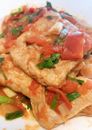 Hình của món Sườn non chay sốt cà chua.
