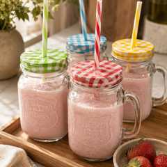 Una foto de Licuado de Frutilla Proteico Sin Azúcar Agregada