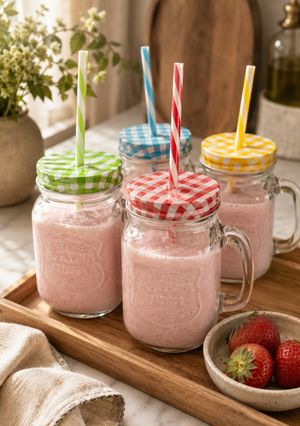 Una foto de Licuado de Frutilla Proteico Sin Azúcar Agregada