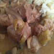 Secreto de cerdo blanco con setas