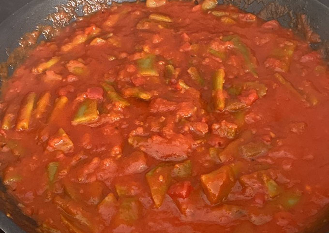 Judías verdes plana con tomate frito receta dulce
