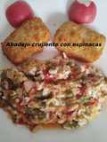 Abadejo crujiente con espinacas en Freidora de aire o al horno