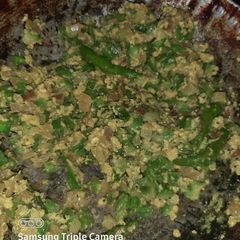 A picture of Ridge gourd egg fry.