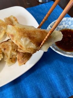 A picture of Gyoza (pork dumplings).