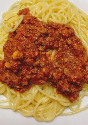 Hình của món Mì spagetti sốt thịt bằm.
