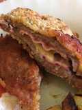 Milanesas de carne rellenas con jamón y queso