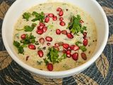 Cucumber raita with Pomegranate crunch