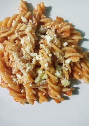 Una foto de Pasta con salsa de jitomate