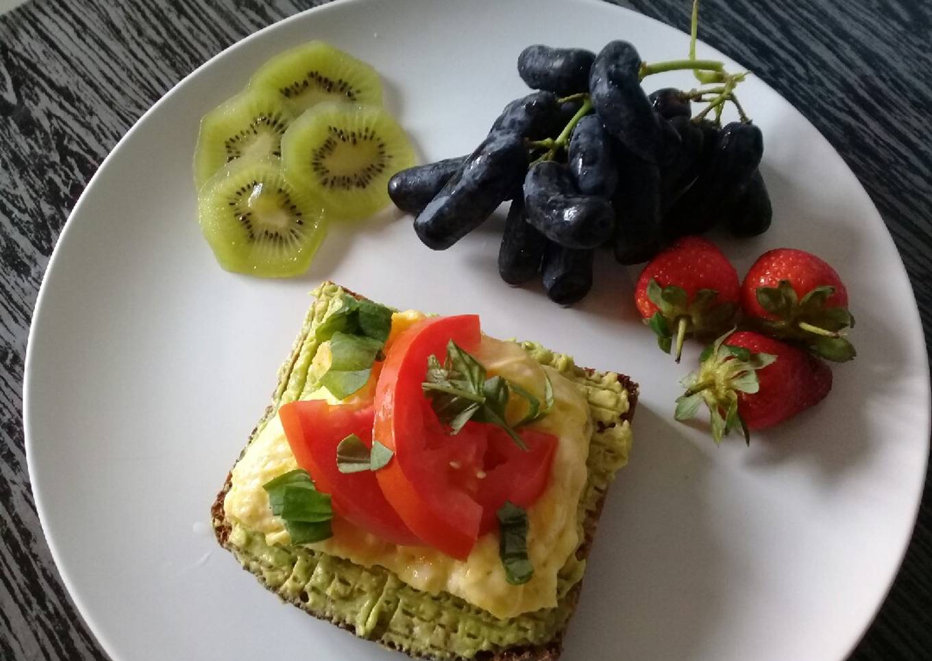 Open face avocado and egg sandwich