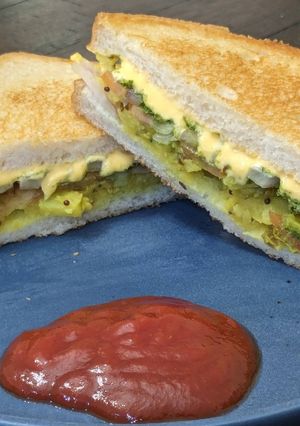 A picture of Bombay masala sandwich.