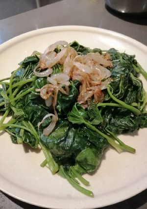 A picture of Stir Fry Kamote Tops.