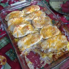 A picture of Sausage gravy casserole.