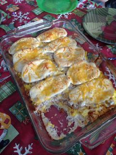 A picture of Sausage gravy casserole.
