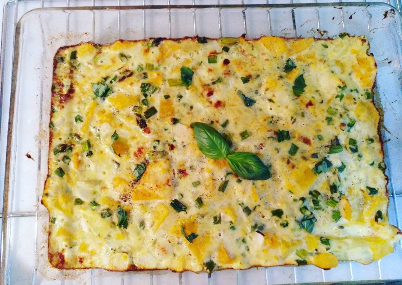 Pastel de calabaza, patata y espárragos trigueros