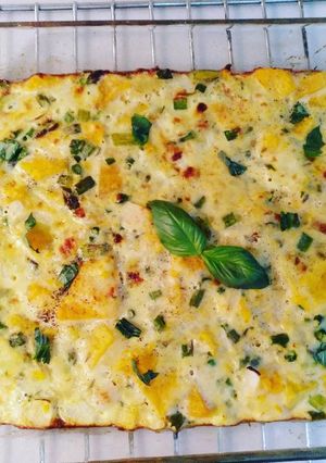 Foto principal de Pastel de calabaza, patata y espárragos trigueros