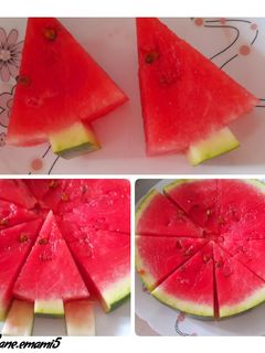 عکسی از دستور برش هندوانه به شکل کاج