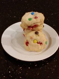 A picture of Cherry Chip Shortbread Cookies.