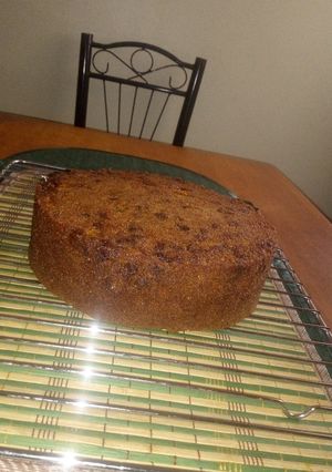 A picture of Spiced carrot and dried fruits cake.
