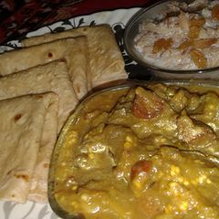 A picture of Brinjal and moong daal bari gravy.