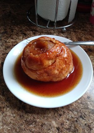 A picture of Pastry Puff Poached Pears & Homemade Honey Syrup.
