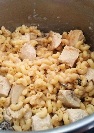 Une photo de Pâtes dinde champignons