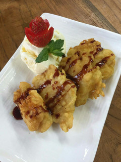 Foto resep Fried pineapple caramel sauce and vanila ice cream