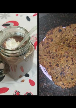 A picture of Fenugreek(Methi)Thepla and Banoffee Shake.