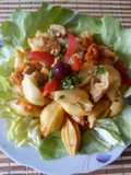 Fideos con pollo o pavo al orégano
