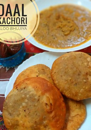A picture of Mong daal kachori Aloo bhujiya.