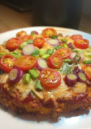 Una foto de Pizza de zanahoria y zapallo
