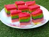 Rainbow cake kukus lembut