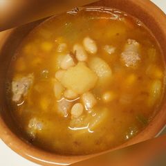 Sausage, bean and potato stew A picture of Sausage, bean and potato stew.