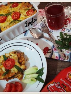 عکسی از دستور خوراک مرغ و خامه (لایه ای)
