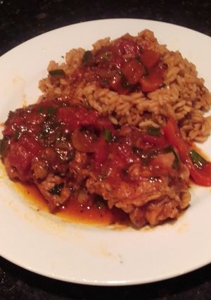 A picture of Braised Chicken w/ Peppers.