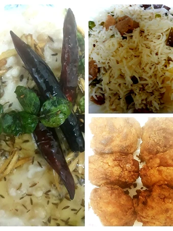Easy Way Make Recipe Soya bean rice/crispy chicken n Raita(yogurt)😊 that is Perfect, So Delicious}