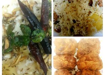 How to Cook Delicious Soya bean ricecrispy chicken n Raitayogurt