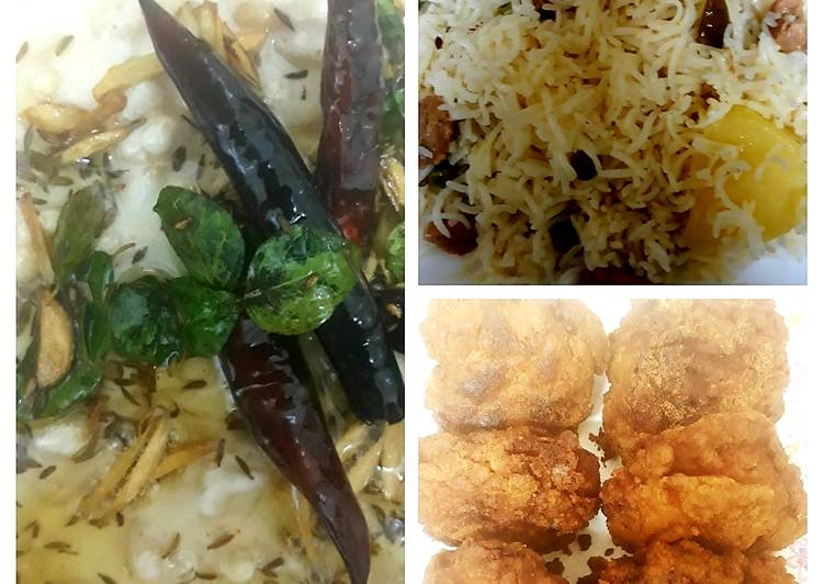 Recipe of Award-winning Soya bean rice/crispy chicken n Raita(yogurt)😊