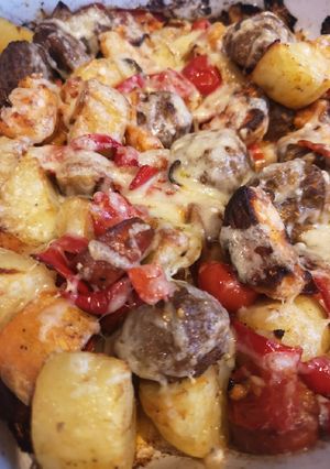 A picture of Meatball & Chorizo Traybake.