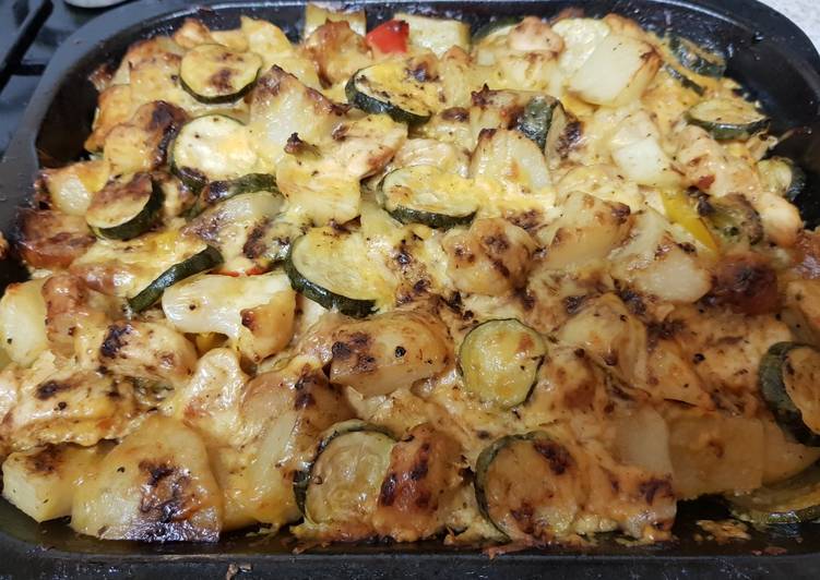 Recipe of Super Quick Homemade My peppered Chicken, Sausage fully loaded cheesy Bake