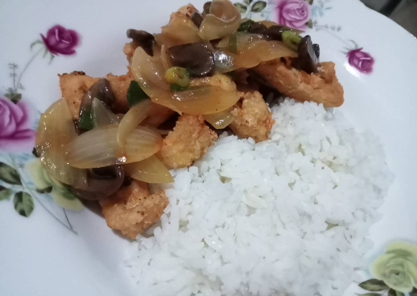 Ayam asam manis saus jamur