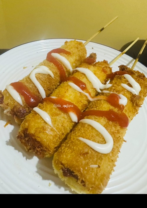 Foto resep 187. Corn dog Sozis Moza (Roti Tawar)